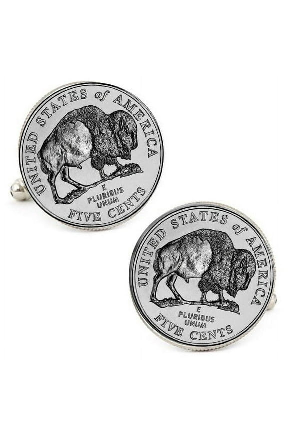 Uncirculated Buffalo Nickels Cufflinks 2005 Minted in the US Westward Journey Series Gift for Dad America Frontier Cuff Links American Bison