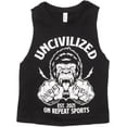 thumbnail image 1 of Uncivilized - Ladies Racerback Cropped Premium Workout Tank Top - X-Large Black, 1 of 3