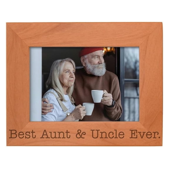 Uncle Aunt Gift Best Ever Cute Keepsake Natural Wood Engraved 5x7 Landscape Picture Frame Wood