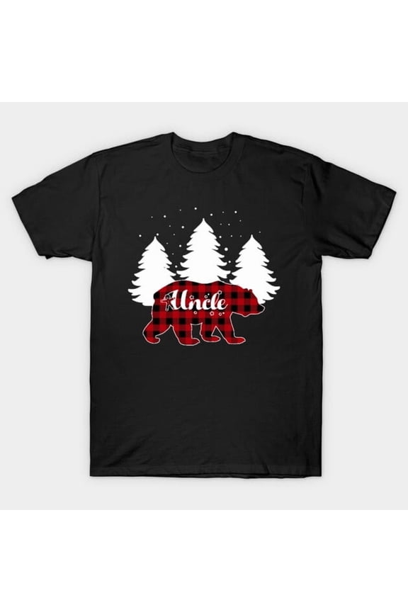 Uncle Bear Buffalo Red Plaid Matching Family Christmas Graphic, H6276 Unisex T-Shirt, Up to 5XL Available