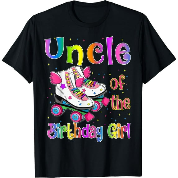 Uncle Birthday Girl Rolling Skate Birthday family Party T-Shirt