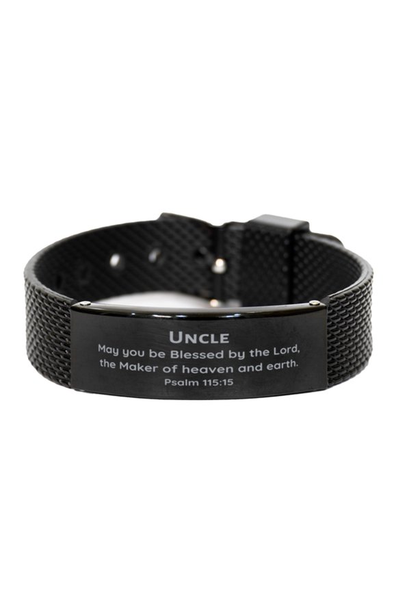 Uncle Black Shark Mesh Bracelet May the Lord Bless You Graduation Gift