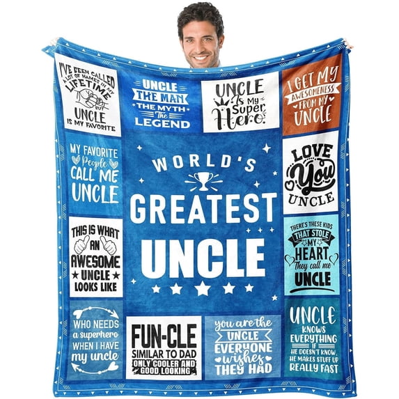 Uncle Blanket Uncle Gifts on Fathers Day from Niece or Nephew - 50" X 60" World''s Greatest Uncle Soft Throw Blanket - Best Christmas Birthday Funcle Present