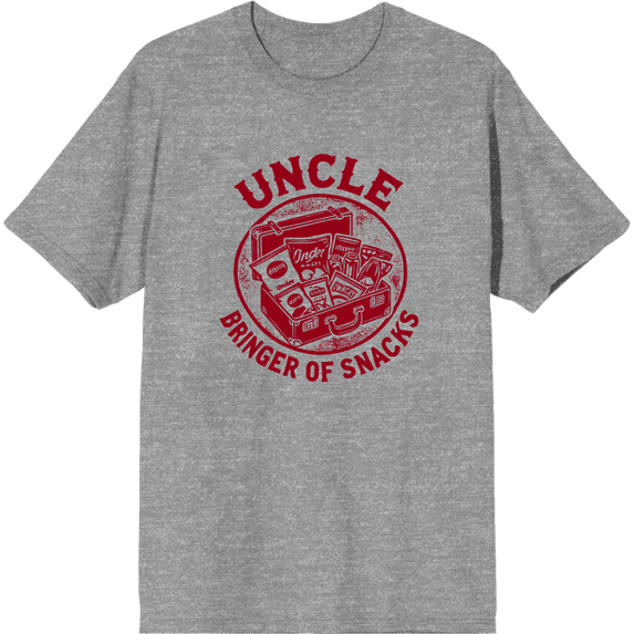 Uncle Bringer Of Snacks Adult Heather Gray Crew Neck Short Sleeve Tee-Medium