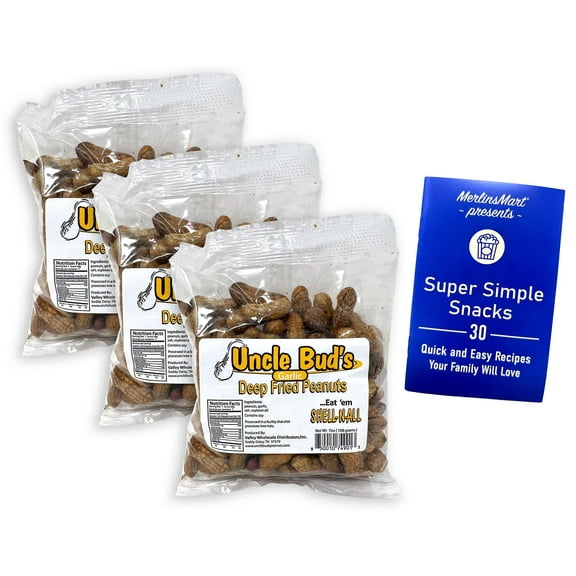 Uncle Bud's Deep Fried Peanuts - Garlic - 3 Count (7 oz) + MerlinsMart Zine