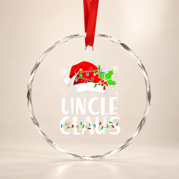 Uncle Claus Christmas Lights Family Glass Ornament