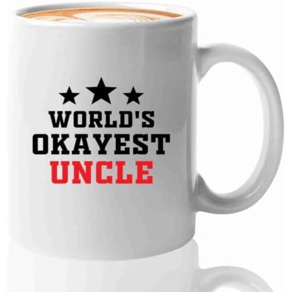 Uncle Coffee Mug 11oz White -Worlds Okayest Uncle - Uncle Gift From Niece Nephew Funcle Fahter'S Day Gift For New Uncle Bonus Dad Brother