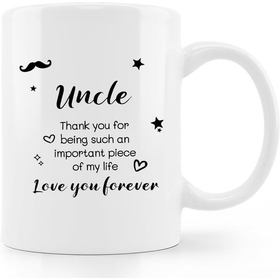 Uncle Coffee Mug,Best Uncle Gifts,Fathers Day Birthday Christmas Gifts From Niece Nephew,Thank You For Being Such An Important Piece Of My Life Coffee Mug 11oz