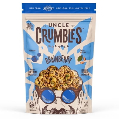 Uncle Crumbles Gluten-Free, Non GMO, Kosher Certified Granola with Sunflower, Pumpkin, Flax & Sesame Seeds, Brainberry, 11 oz