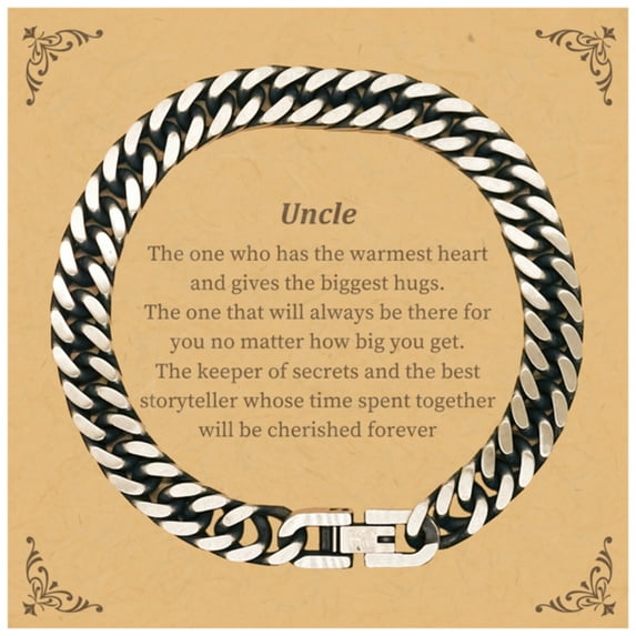 Uncle Cuban Link Chain Bracelet - The Warmest Heart, Cherished Memories, Perfect Gift for Birthday, Holidays, Christmas, Graduation, Veterans Day, Easter, Uncle, Uncle, Uncle, Uncle