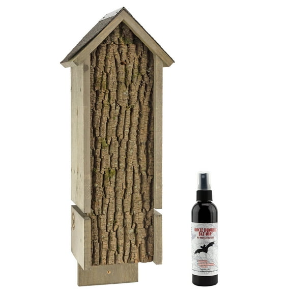 Uncle Dunkels Triple Chamber Bat House; Rustic Backyard Rocket Box Handmade Bat Shelter with Bat Attractant
