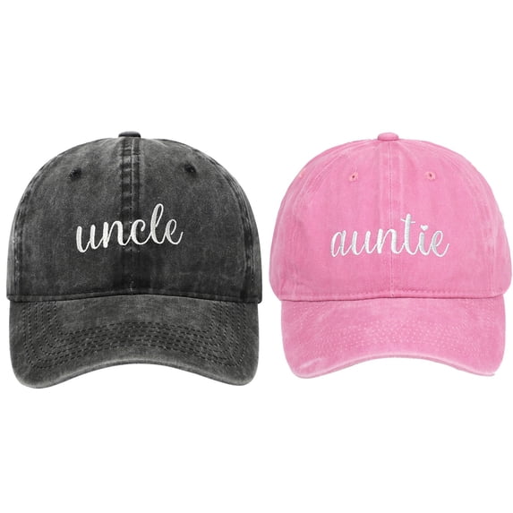 Uncle Embroidered Baseball Cap, Washed Black Distressed Denim Dad Hat with Text Design, Adjustable Casual Hat for Men, Pregnancy Announcement Gift for New Uncle, Matching Couple Cap