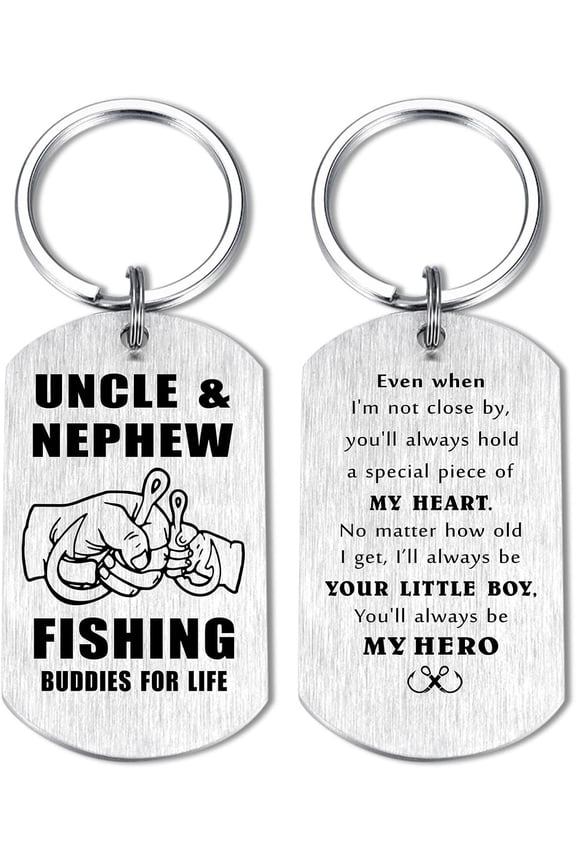 Uncle Fishing Gifts from Nephew - Uncle & Nephew Fishing Buddies for Life Keychain - Sentimental Fisherman Gifts for Birthday, Christmas, Fathers Day