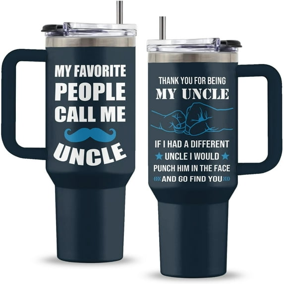 Uncle Gifts, 40 Oz My Favorite People Call Me Uncle Tumbler with Handle & Straw, Gift for Family, Birthday Present from Niece Nephew, Gifts for Fathers Day, 1 PCS