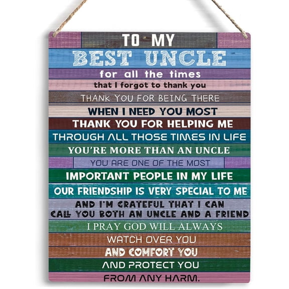 Uncle Gifts Motivational Quotes Wall Art To My Best Uncle Wooden Hanging Sign Thank You Uncle Gifts Home Office Wall Decor Birthday Gifts for Him Best Uncle Gift Decor 8x10 Inch