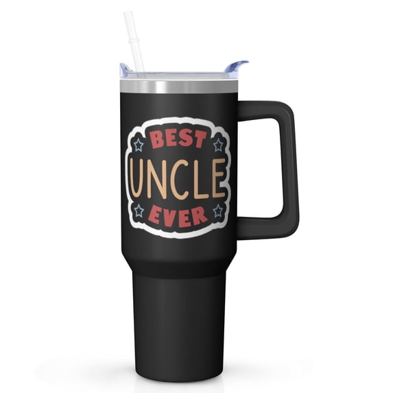 Uncle Gifts from Niece and Nephew - 40 Oz Tumbler Cup, Stainless Steel Thermal Insulated Mug with Lid Straw, Birthday Fathers Day Gift for Uncle Dad Grandpa