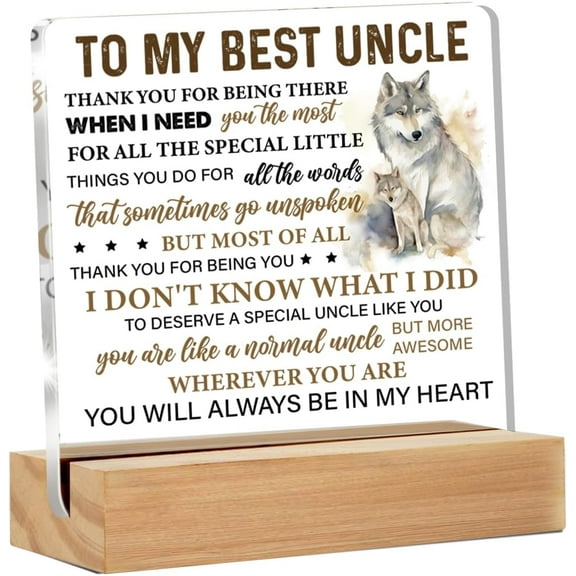 Uncle Gifts From Niece Nephew, Gifts for Uncle Birthday Christmas Father's Day, to My Best Uncle Clear Acrylic Desk Decorative Sign Present for Home Decor, 4x4 Inch