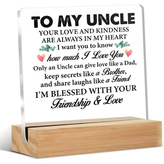 Uncle Gifts, Uncle Gift From Nephew Niece, Thank You Gifts for Uncle Birthday Christmas Father's Day, to My Uncle Acrylic Sign Keepsake 4"x4"