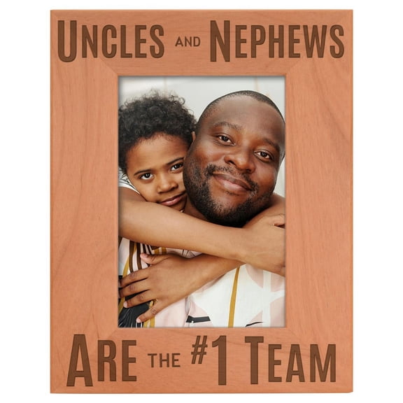 ThisWear Uncle Gifts Uncles Nephews are The #1 Team Natural Wood Engraved 4x6 Portrait Picture Frame Wood
