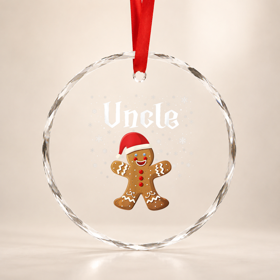 Uncle Gingerbread Man Christmas Family For Glass Ornament