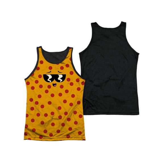 Uncle Grandpa Pizza Face (White) Adult Black Back Tank Top Shirt