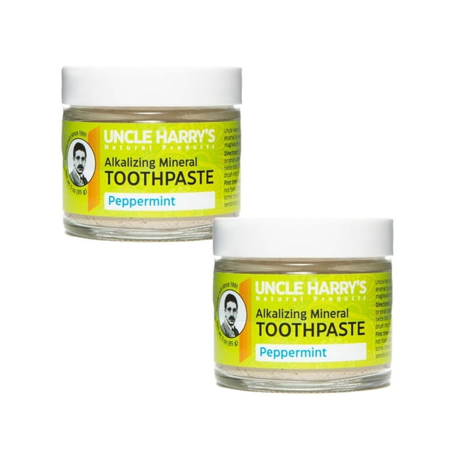 Uncle Harry's Peppermint Remineralizing Toothpaste | Natural Whitening Toothpaste Freshens Breath & Promotes Enamel | Vegan Fluoride Free Toothpaste (2 Pack)