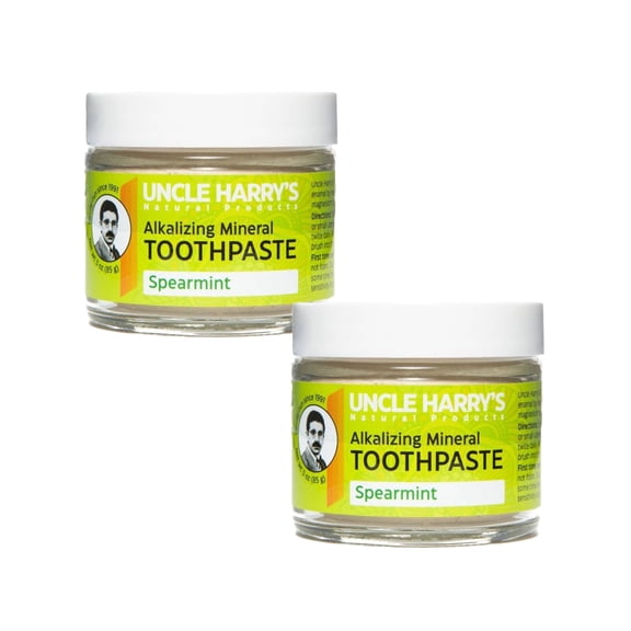 Uncle Harry's Spearmint Remineralizing Toothpaste | Natural Whitening Toothpaste Freshens Breath & Promotes Enamel | Vegan Fluoride Free Toothpaste (2 Pack)