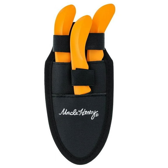 Uncle Henry 3 Knife Set, Clip Point 3.25" Guthook 3.25" Clip Point 3" Black Blade/Orange Handle