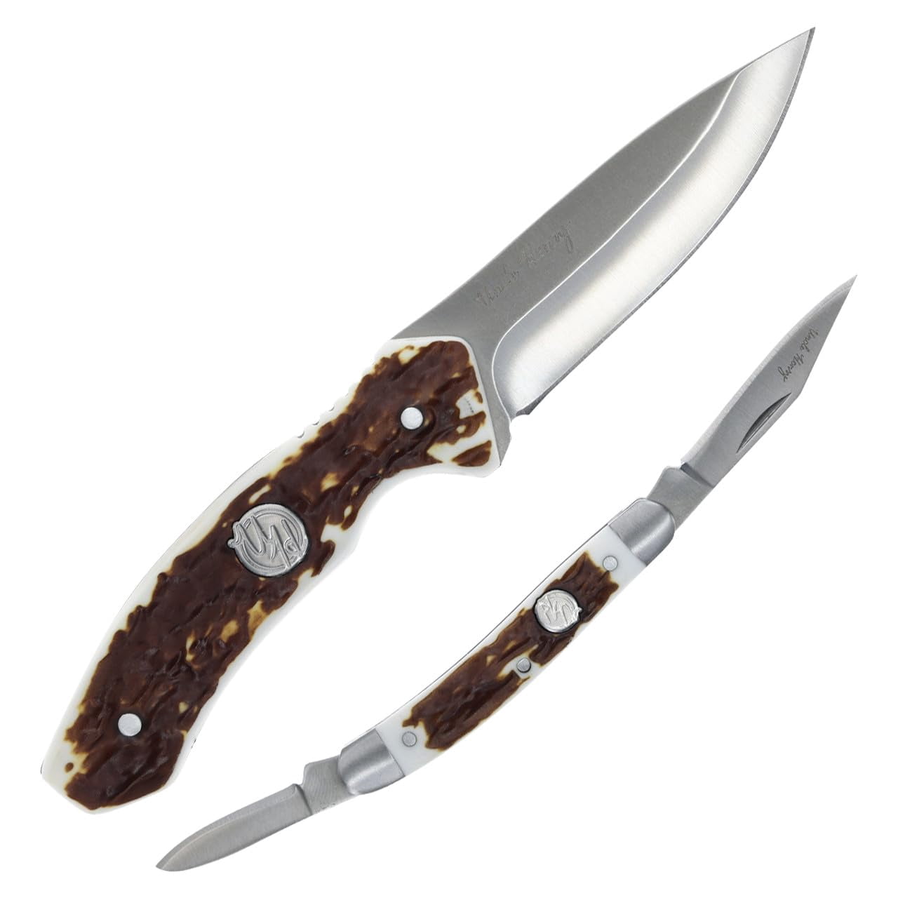 Uncle Henry Knife Combo Gift Set � Fixed Blade & Folding Knife with Staglon Handles � Collector�s Tin Included � Schrade 1227081