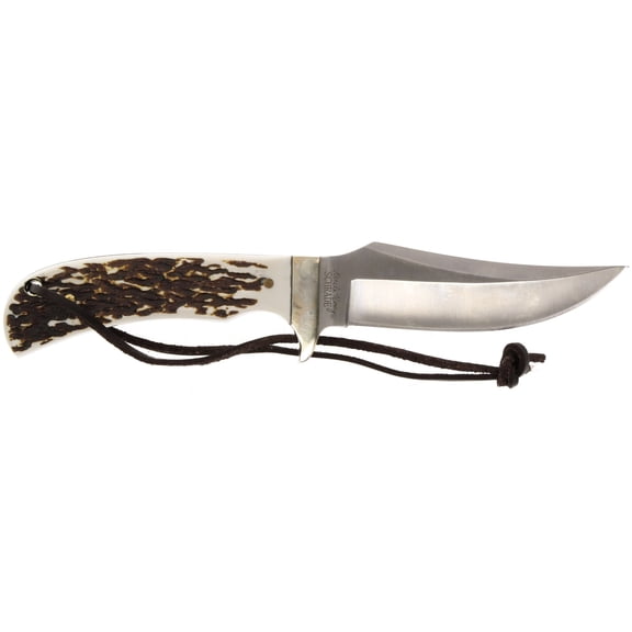 Uncle Henry Staglon Fixed Blade Knife 3.6" Drop Point 7Cr17MoV Stainless Satin Blade Staglon Handle
