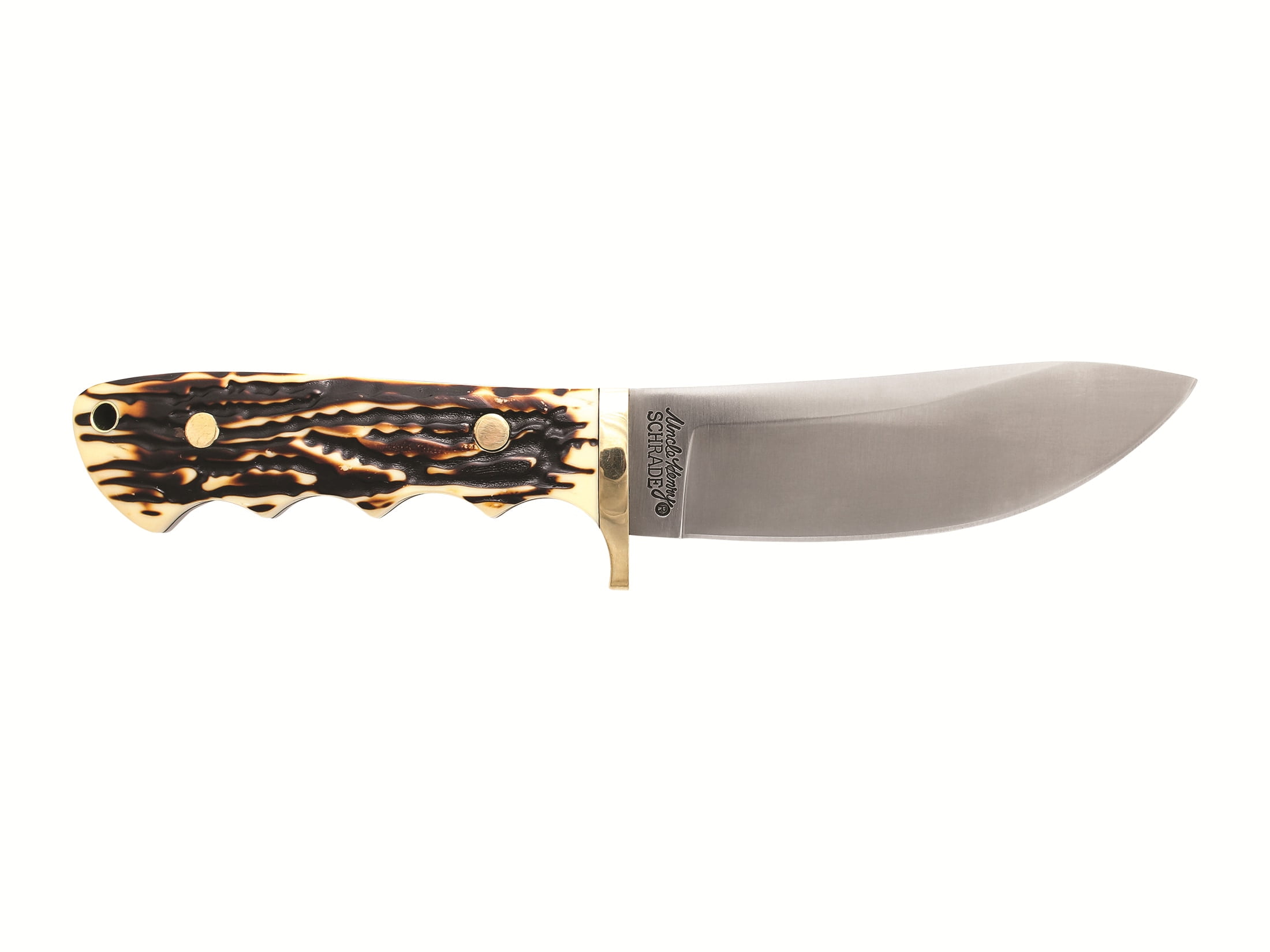 Uncle Henry Stagalon Fixed Blade Knife 4.62" Skinner 7Cr17MoV Stainless Blade Bonelon Handle Stag