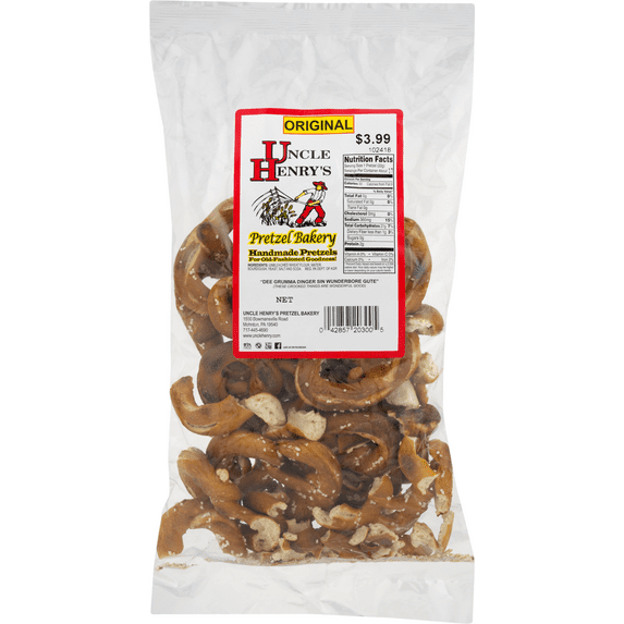 Uncle Henry's Pretzel Bakery Handmade Original Pretzels, 4-Pack 8 oz. Bags