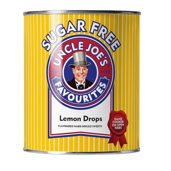 Uncle Joe's Suger Free Lemon Drops Sweets 120g Tin (Pack of 2)