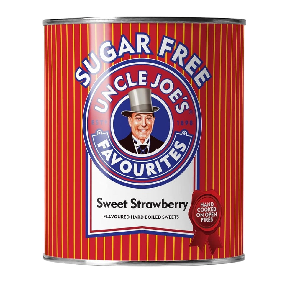 Uncle Joe's SugerFree Sweet Strawberry Sweets 120g Tin
