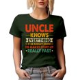 thumbnail image 1 of Uncle Knows Everything, He Makes Stuff Really Fast Quote from Niece or Nephew, Military Green T-Shirt, XL, 1 of 5
