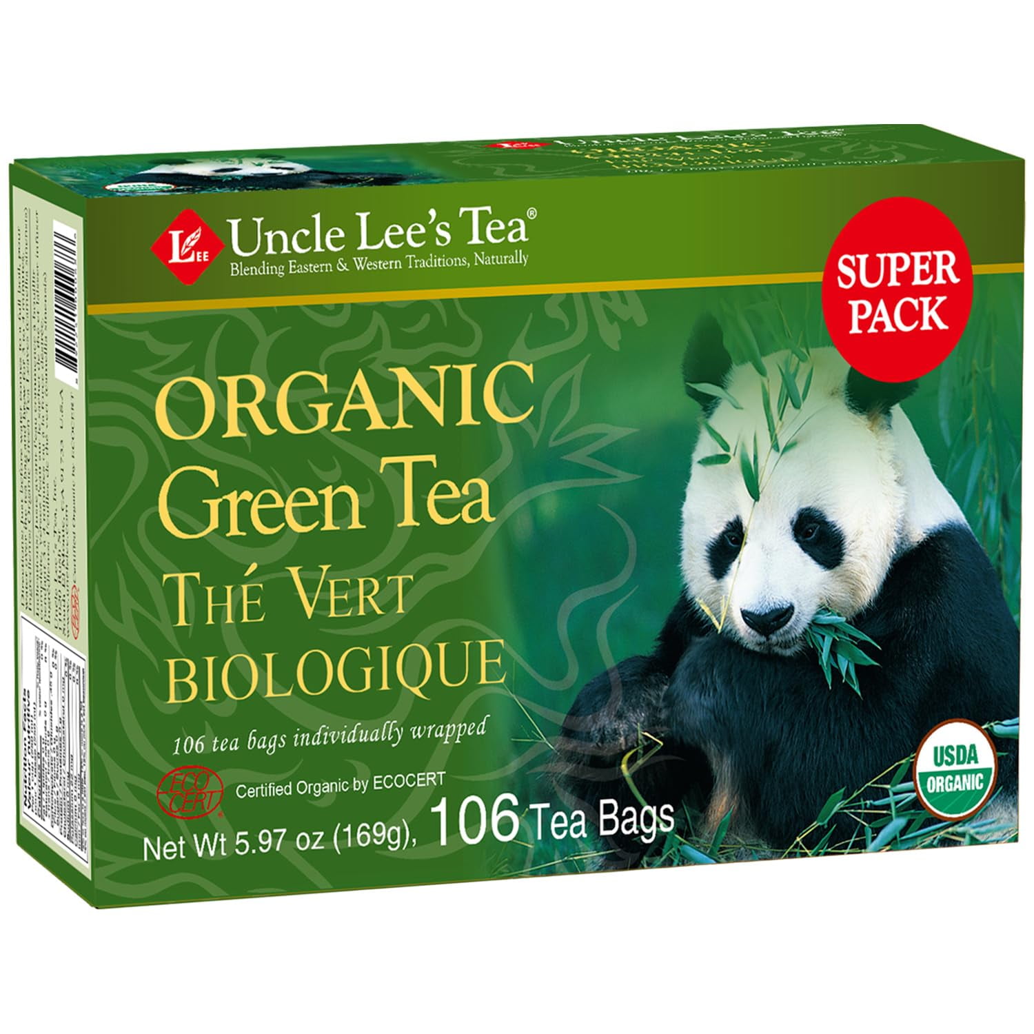Uncle Lee's Organic Green Tea Bags, COC1106-Count Super Pack - Bright ...