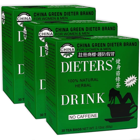 Uncle Lees Senna Tea 3-Pack  Green Dieters Drink, Caffeine-Free 100% Natural Herbal Detox & Digestive Support, 30 Ct Each