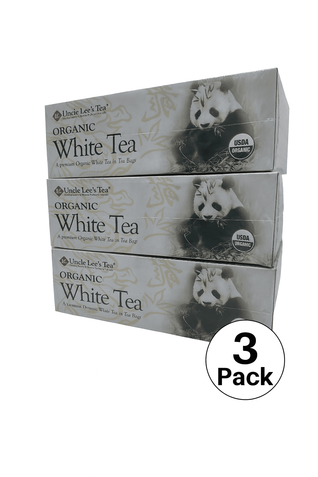 Uncle Lee's Tea Organic White Tea, Low Caffeine, Antioxidant-Rich, 100 Tea Bags (Pack of 3 )