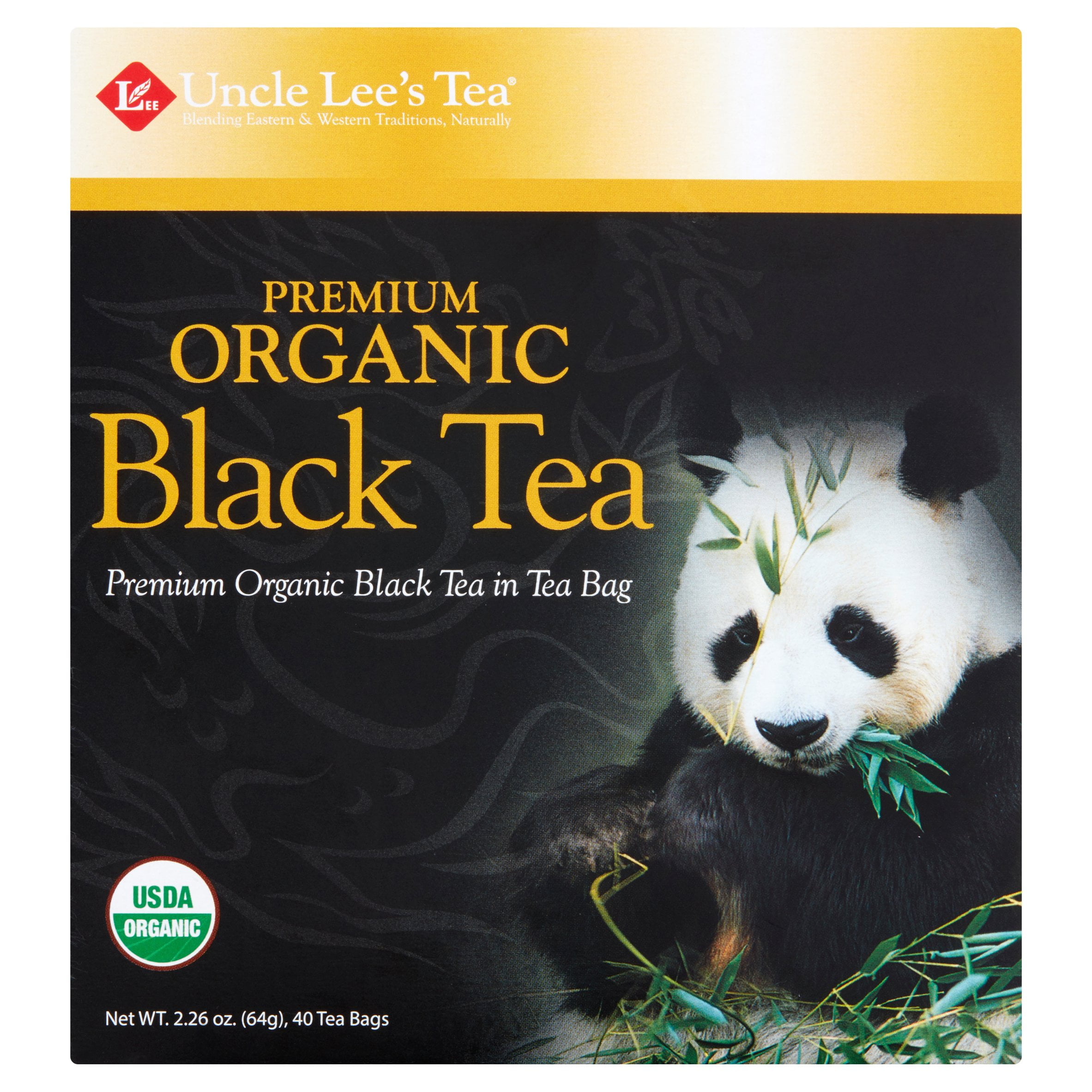Uncle Lee's Tea Premium Organic Black Tea, Tea Bags, 40 Ct