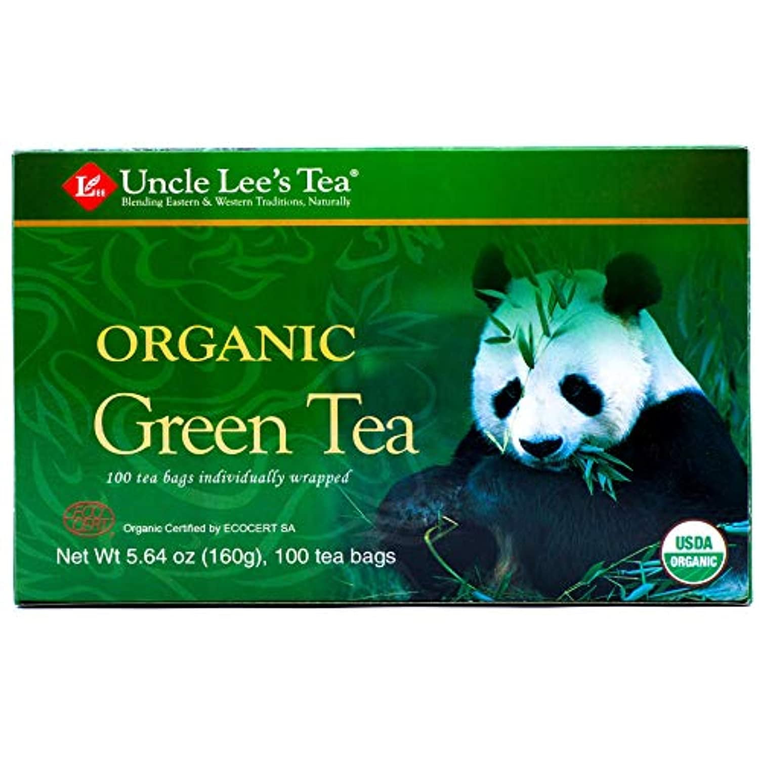 Uncle Lee's Organic Green Tea 100 Tea Bags net wt 5.64 oz (160g