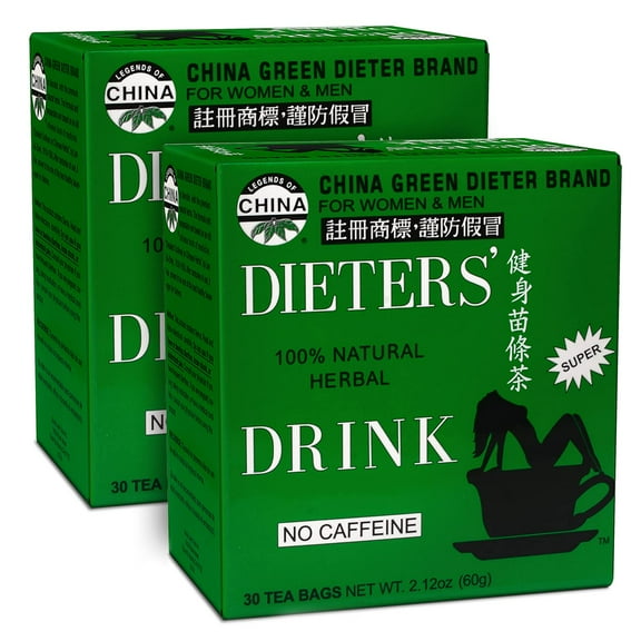 China Green Dieters Tea by Uncle Lee - Detox Tea with Senna Laxative, Constipation Relief for Adults, Supports A Healthy Weight, Caffeine-Free Herbal Tea Bags, 30 Count (Pack of 2)