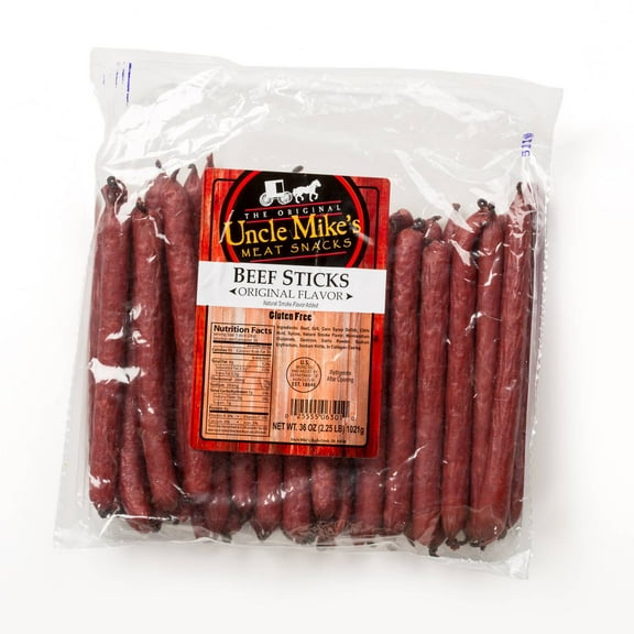 Uncle Mike's Original Beef Sticks Gluten Free Meat Snacks 36 Pieces, Original Flavor
