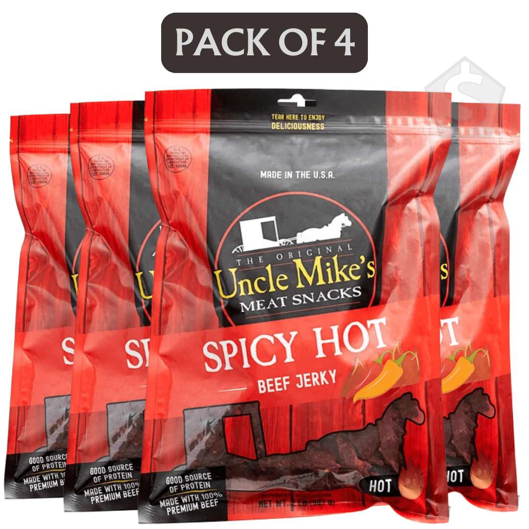 Uncle Mike's Spicy Hot Beef Jerky 2 lb. Bag - 4/Case