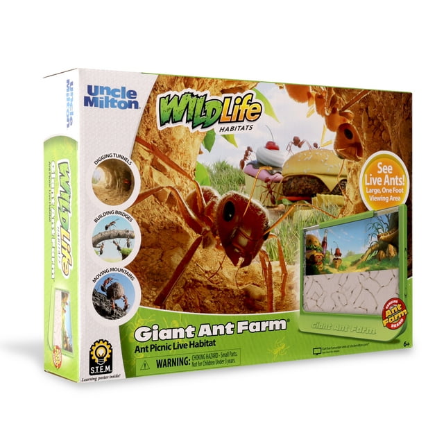 Uncle Milton Giant Ant Farm Large Viewing Area Care for Live Ants