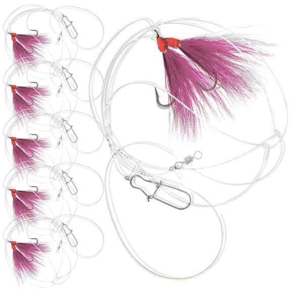 Uncle Mos Tackle - Fluke Flounder Ocean Hi/Lo Hey Now Rig – BUCKTAIL Teaser Hook for Saltwater – Size 5/0 Hook - 40lb Heavy Duty Mono 3ft Long - Black Duo-Lock Snaps - Hand Tied