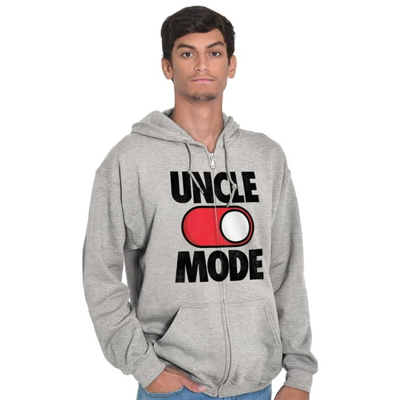 Uncle Mode On Off Gym Birthday Men's Big & Tall Graphic Zip Up Hoodie Brisco Brands 5X