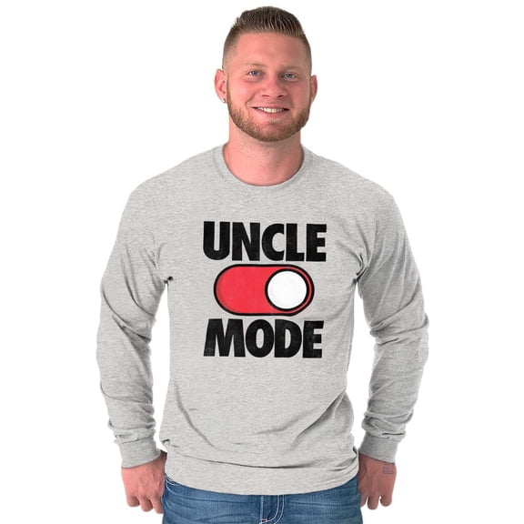 Uncle Mode On Off Gym Birthday Men's Big & Tall Long Sleeve Graphic Tee Brisco Brands 3X
