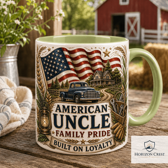 Uncle Mug Patriotic Rustic Farm Coffee Cup Gift for Favorite Uncle Family Pride