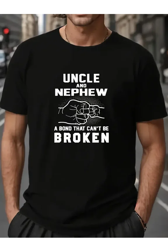 Uncle Nephew Fist Bump Graphic Family Quote for Men Unisex Short Sleeve Soft Cotton T-Shirt