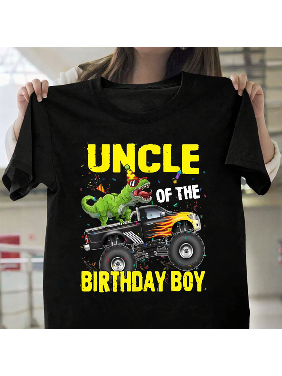 Uncle Of Birthday Boy Dinosaurs TRex Monster Truck Unisex T-Shirt, up to size 3XL.